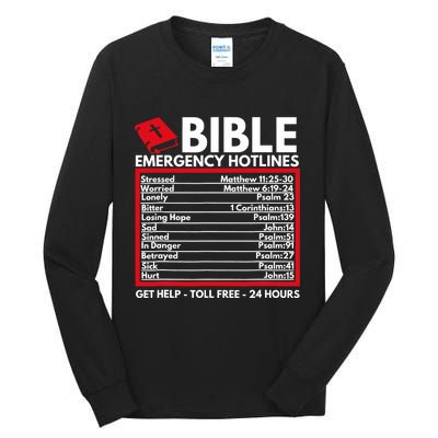 Bible Emergency Numbers Funny Christian Bible Jesus Tall Long Sleeve T-Shirt