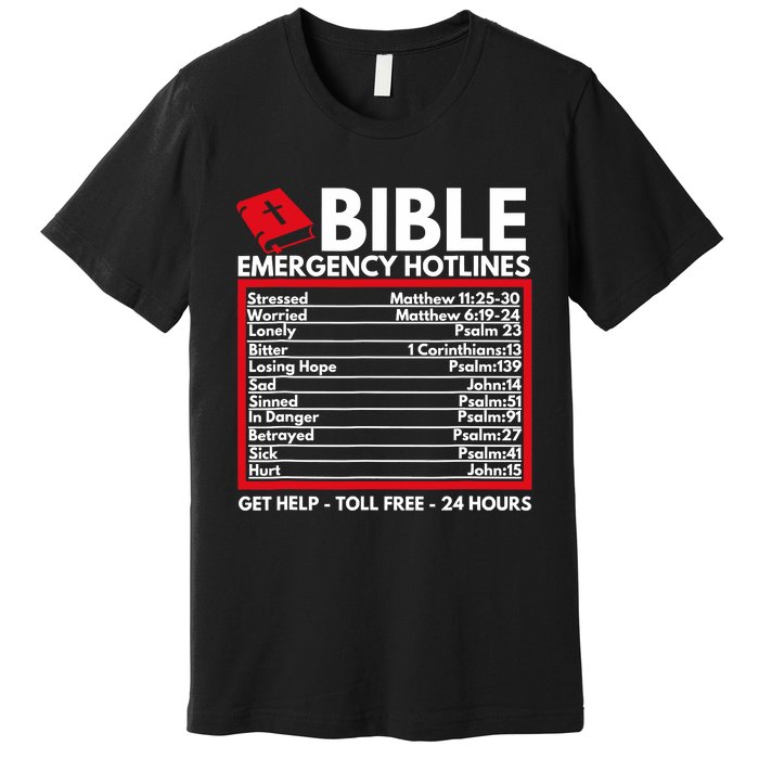 Bible Emergency Numbers Funny Christian Bible Jesus Premium T-Shirt