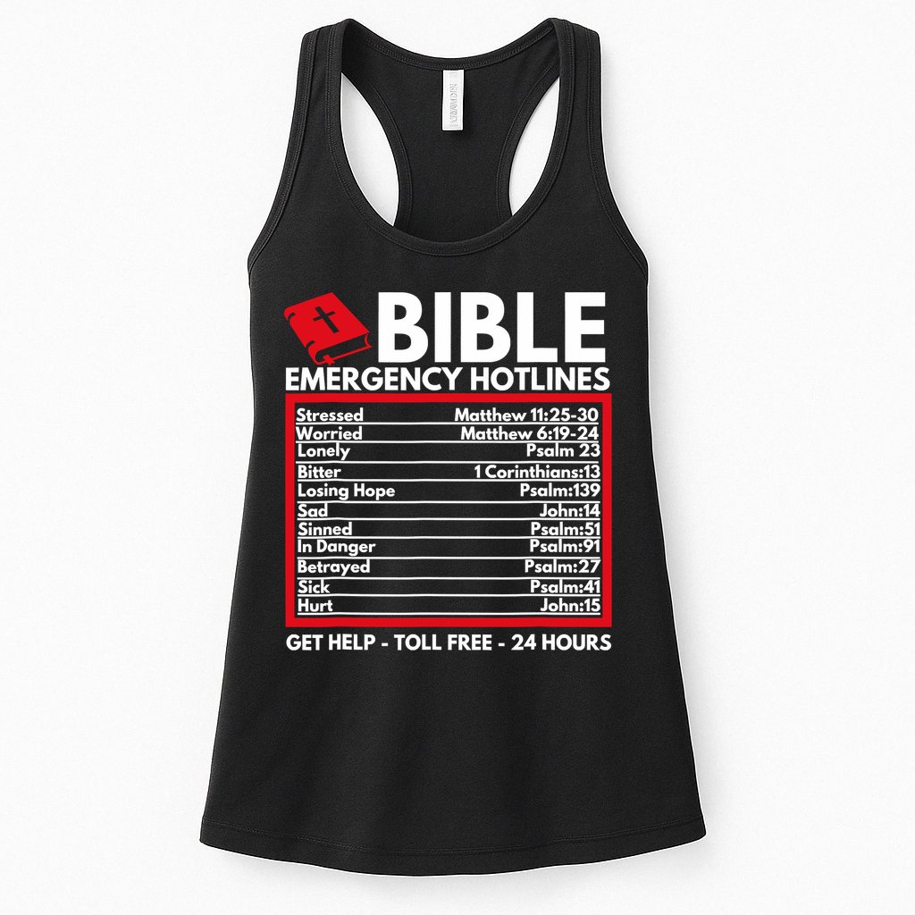 Bible Emergency Numbers Funny Christian Bible Jesus Womens Tank Top