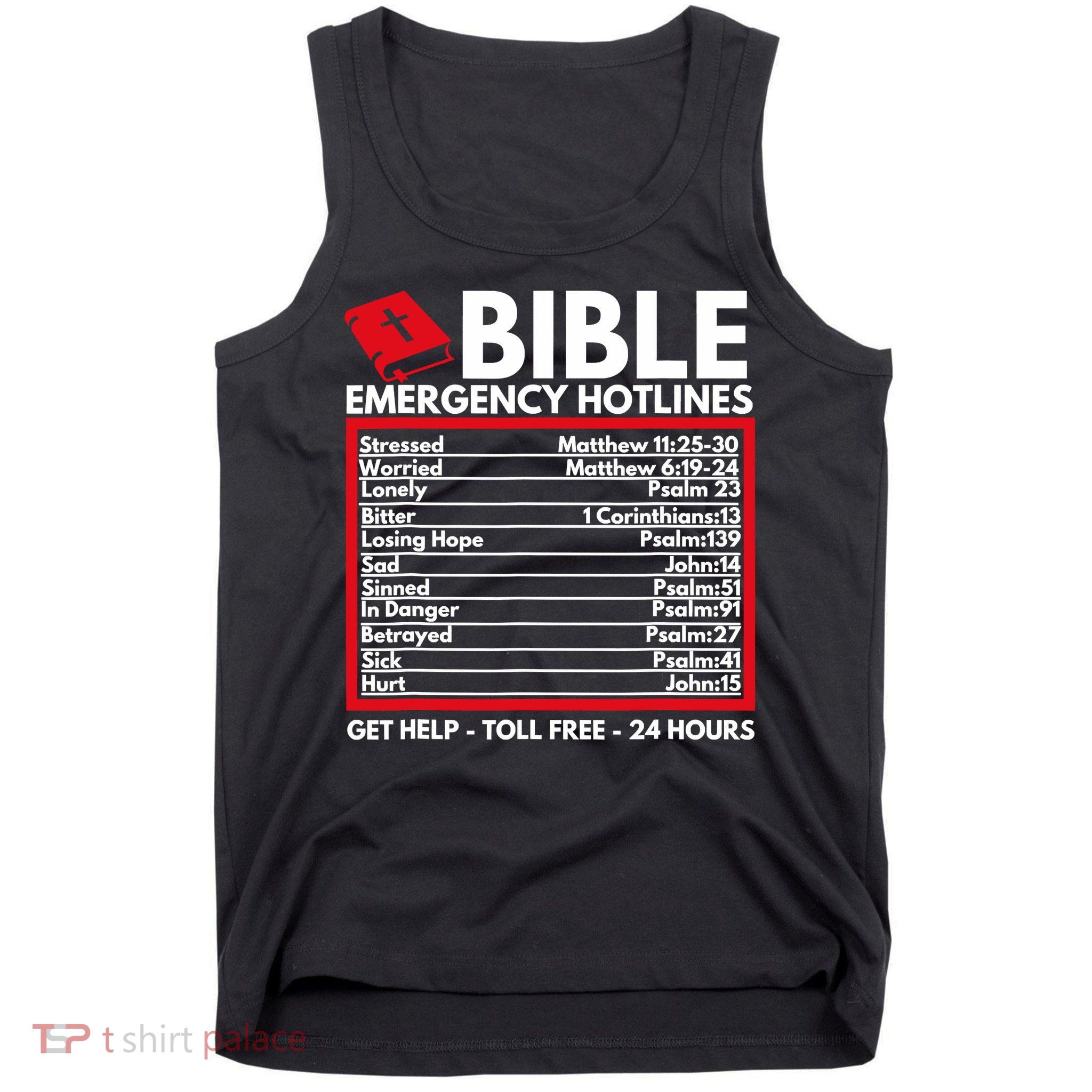 Bible Emergency Numbers Funny Christian Bible Jesus Tank Top