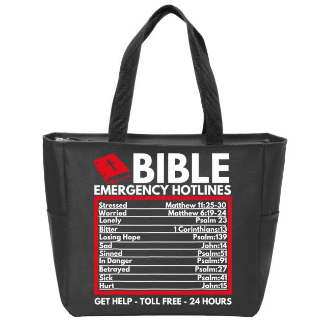 Bible Emergency Numbers Funny Christian Bible Jesus Zip Tote Bag