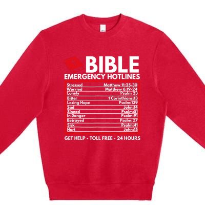 Bible Emergency Numbers Funny Christian Bible Jesus Premium Crewneck Sweatshirt