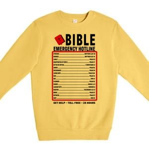 Bible Emergency Numbers Funny Christian Bible & Jesus Quotes Premium Crewneck Sweatshirt