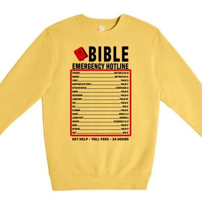 Bible Emergency Numbers Funny Christian Bible & Jesus Quotes Premium Crewneck Sweatshirt