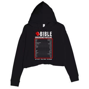 Bible Emergency Numbers Funny Christian Bible & Jesus Quotes Crop Fleece Hoodie