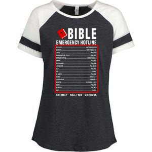 Bible Emergency Numbers Funny Christian Bible & Jesus Quotes Enza Ladies Jersey Colorblock Tee