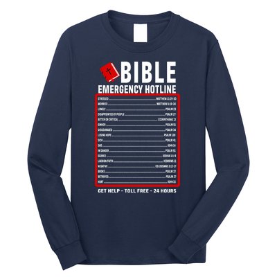 Bible Emergency Numbers Funny Christian Bible & Jesus Quotes Long Sleeve Shirt