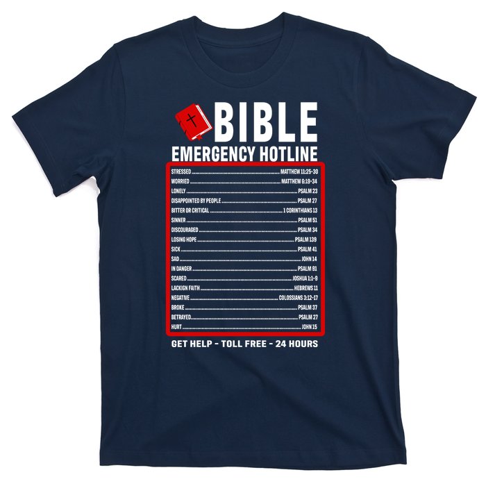 Bible Emergency Numbers Funny Christian Bible & Jesus Quotes T-Shirt