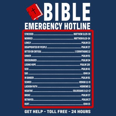 Bible Emergency Numbers Funny Christian Bible & Jesus Quotes T-Shirt