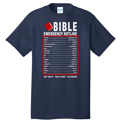 Bible Emergency Numbers Funny Christian Bible & Jesus Quotes Tall T-Shirt