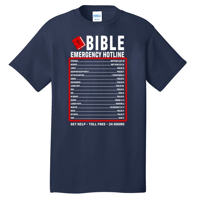 Bible Emergency Numbers Funny Christian Bible & Jesus Quotes Tall T-Shirt