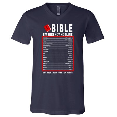 Bible Emergency Numbers Funny Christian Bible & Jesus Quotes V-Neck T-Shirt