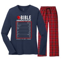 Bible Emergency Numbers Funny Christian Bible & Jesus Quotes Women's Long Sleeve Flannel Pajama Set 