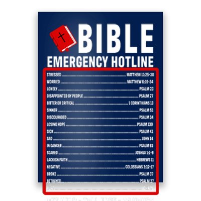 Bible Emergency Numbers Funny Christian Bible & Jesus Quotes Poster