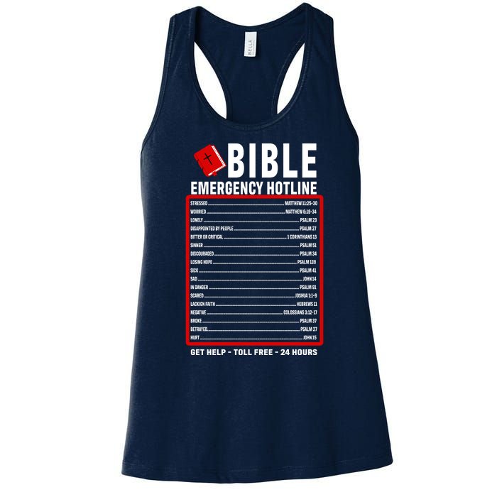 Bible Emergency Numbers Funny Christian Bible & Jesus Quotes Women's Racerback Tank