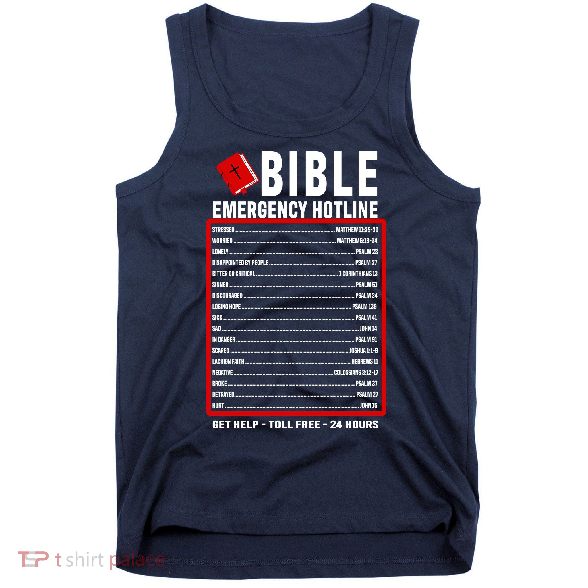 Bible Emergency Numbers Funny Christian Bible & Jesus Quotes Tank Top