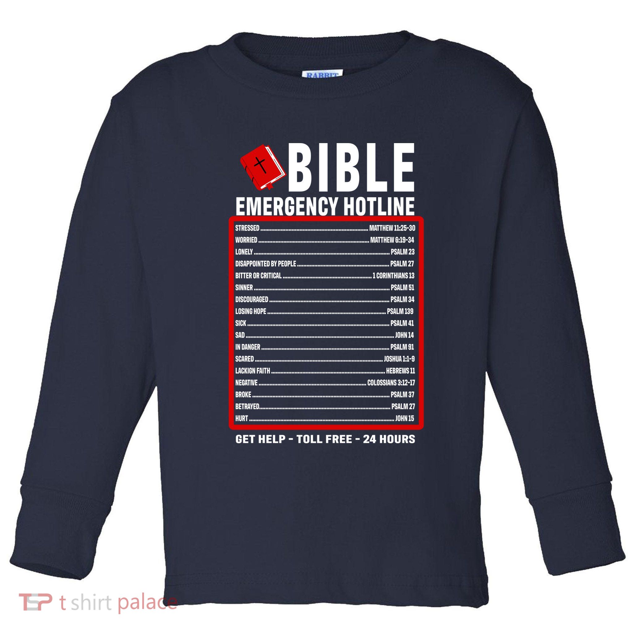 Bible Emergency Numbers Funny Christian Bible & Jesus Quotes Toddler Long Sleeve Shirt