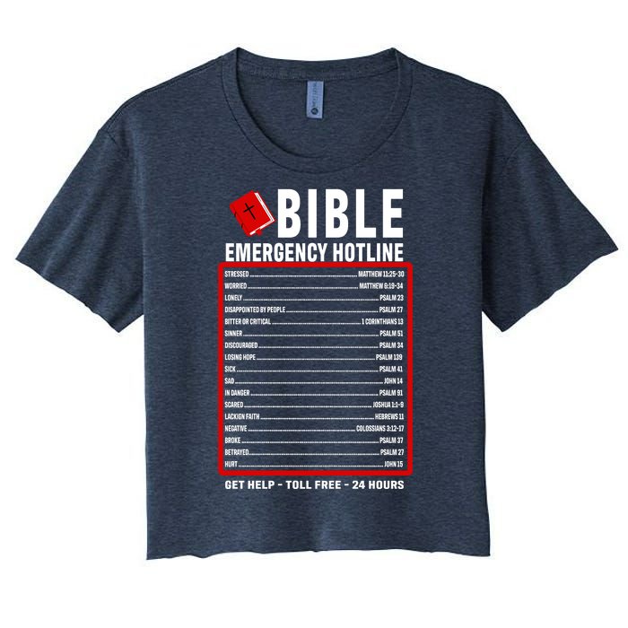 Bible Emergency Numbers Funny Christian Bible & Jesus Quotes Women's Crop Top Tee