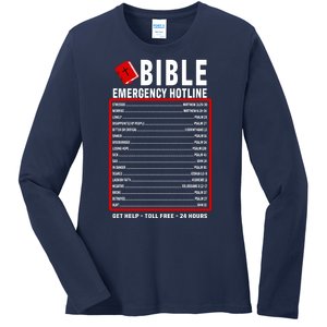 Bible Emergency Numbers Funny Christian Bible & Jesus Quotes Ladies Long Sleeve Shirt