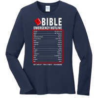 Bible Emergency Numbers Funny Christian Bible & Jesus Quotes Ladies Long Sleeve Shirt