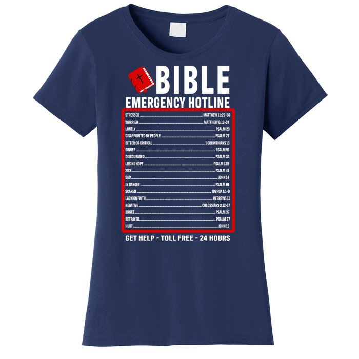 Bible Emergency Numbers Funny Christian Bible & Jesus Quotes Women's T-Shirt