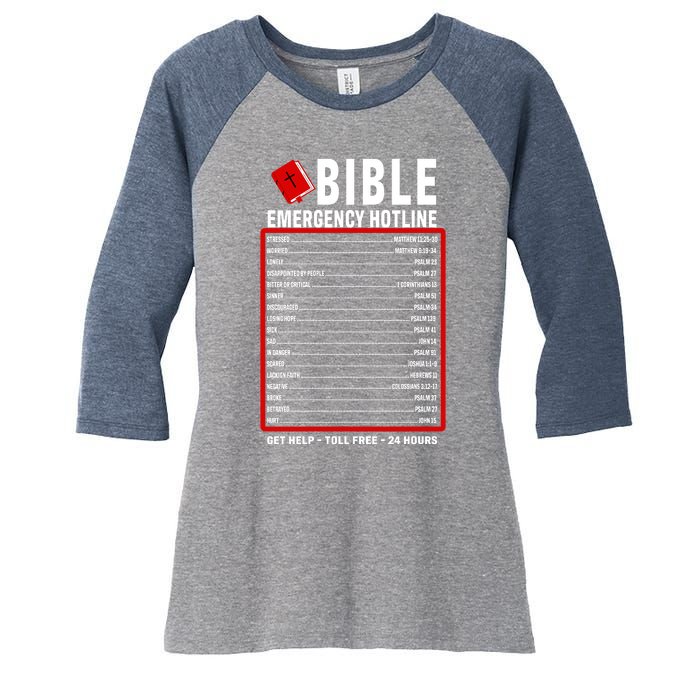 Bible Emergency Numbers Funny Christian Bible & Jesus Quotes Women's Tri-Blend 3/4-Sleeve Raglan Shirt