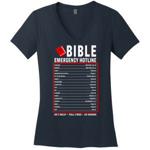 Bible Emergency Numbers Funny Christian Bible & Jesus Quotes Women's V-Neck T-Shirt