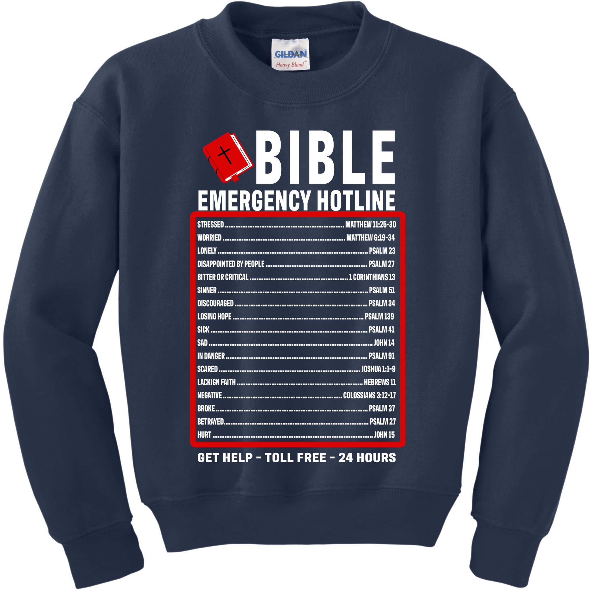 Bible Emergency Numbers Funny Christian Bible & Jesus Quotes Kids Sweatshirt