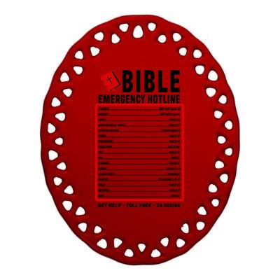 Bible Emergency Numbers Funny Christian Bible & Jesus Quotes Ceramic Oval Ornament