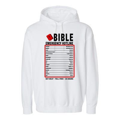 Bible Emergency Numbers Funny Christian Bible & Jesus Quotes Garment-Dyed Fleece Hoodie