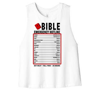 Bible Emergency Numbers Funny Christian Bible & Jesus Quotes Women's Racerback Cropped Tank