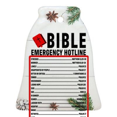 Bible Emergency Numbers Funny Christian Bible & Jesus Quotes Ceramic Bell Ornament