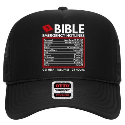 Bible Emergency Numbers Funny Christian Bible & Jesus High Crown Mesh Back Trucker Hat