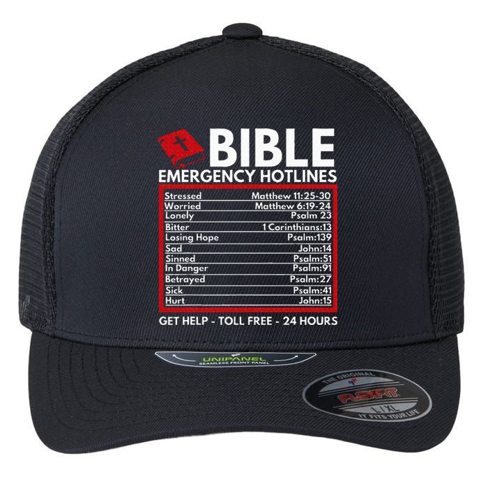 Bible Emergency Numbers Funny Christian Bible & Jesus Flexfit Unipanel Trucker Cap