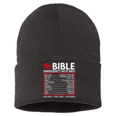 Bible Emergency Numbers Funny Christian Bible & Jesus Sustainable Knit Beanie