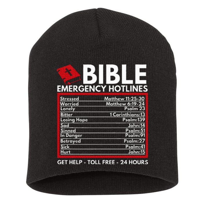 Bible Emergency Numbers Funny Christian Bible & Jesus Short Acrylic Beanie