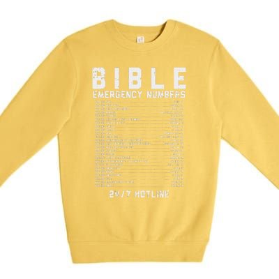 Bible Emergency Numbers Verse God Jesus Faith Christian Gift Premium Crewneck Sweatshirt