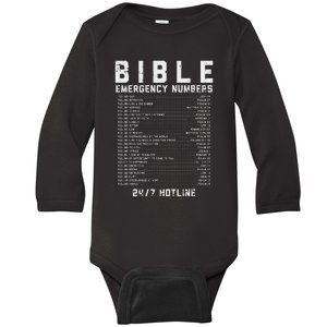 Bible Emergency Numbers Verse God Jesus Faith Christian Gift Baby Long Sleeve Bodysuit