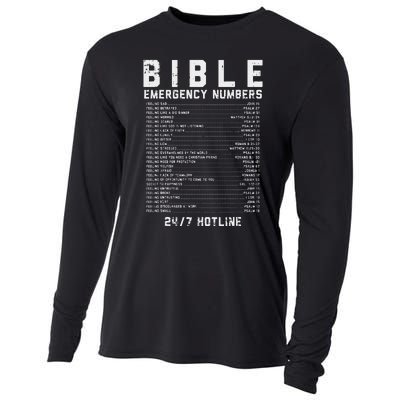 Bible Emergency Numbers Verse God Jesus Faith Christian Gift Cooling Performance Long Sleeve Crew