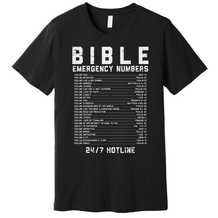 Bible Emergency Numbers Verse God Jesus Faith Christian Gift Premium T-Shirt