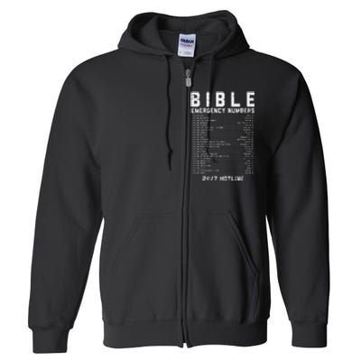 Bible Emergency Numbers Verse God Jesus Faith Christian Gift Full Zip Hoodie