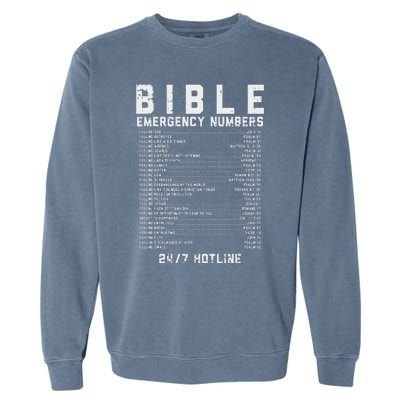 Bible Emergency Numbers Verse God Jesus Faith Christian Gift Garment-Dyed Sweatshirt