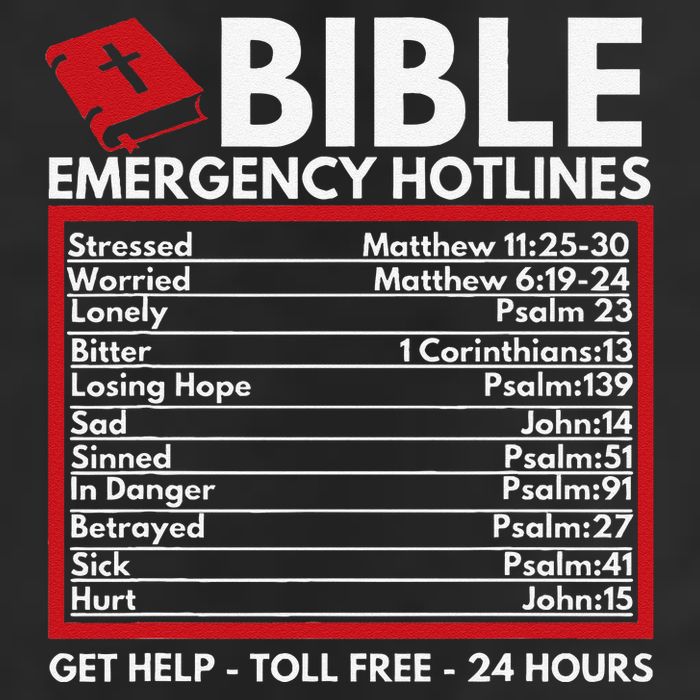 Bible Emergency Numbers Funny Christian Bible & Jesus 7 Panel Mesh Trucker Snapback Hat
