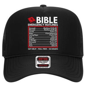 Bible Emergency Numbers Funny Christian Bible & Jesus High Crown Mesh Back Trucker Hat