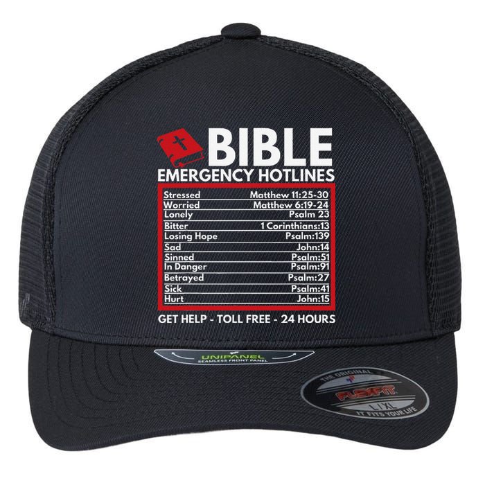 Bible Emergency Numbers Funny Christian Bible & Jesus Flexfit Unipanel Trucker Cap