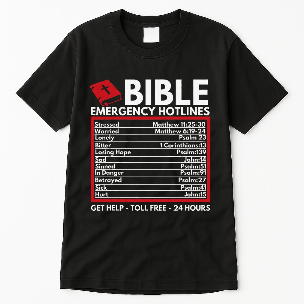 Bible Emergency Numbers Funny Christian Bible & Jesus Tall T-Shirt