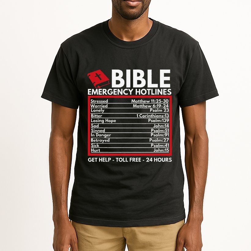 Bible Emergency Numbers Funny Christian Bible & Jesus Tall T-Shirt