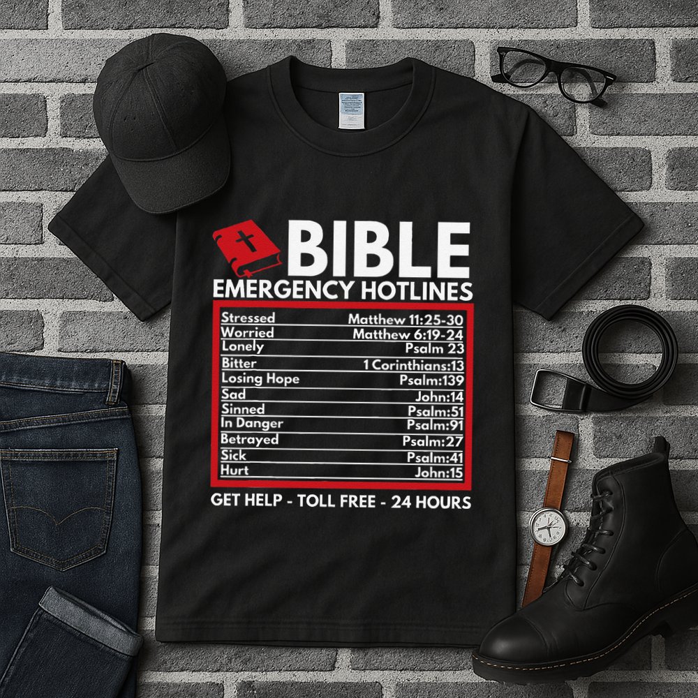 Bible Emergency Numbers Funny Christian Bible & Jesus Tall T-Shirt