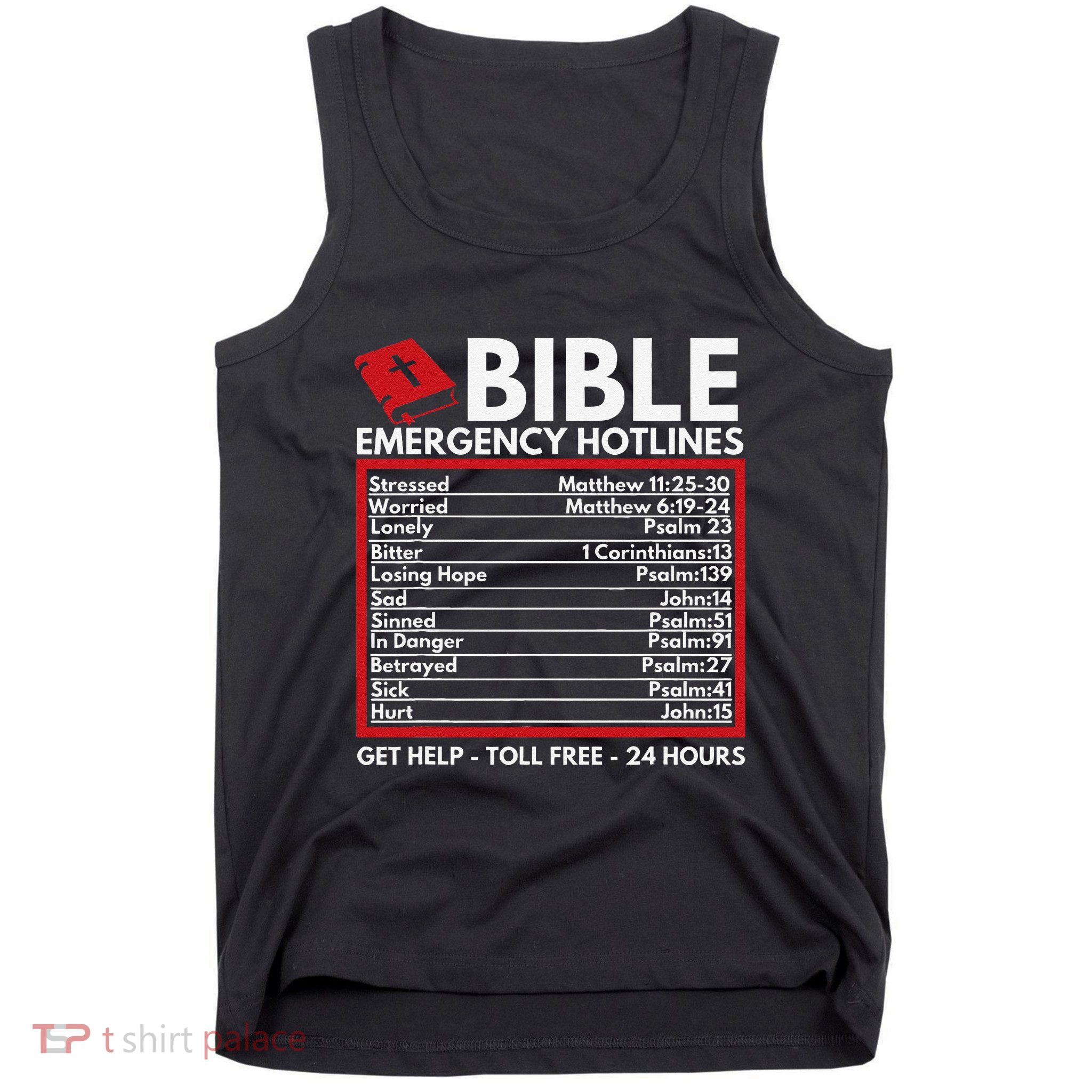 Bible Emergency Numbers Funny Christian Bible & Jesus Tank Top