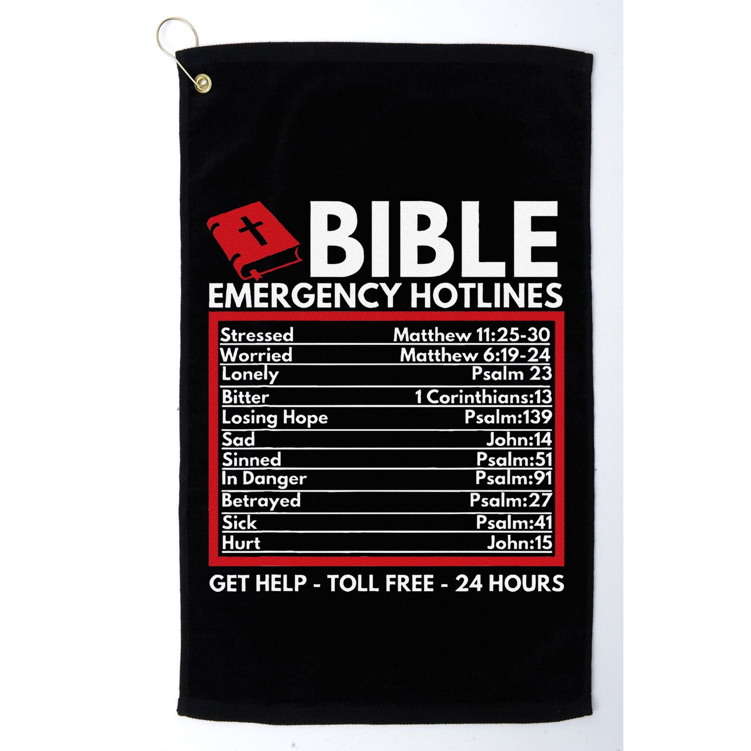 Bible Emergency Numbers Funny Christian Bible & Jesus Golf Towel